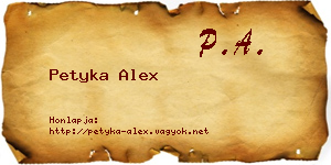 Petyka Alex névjegykártya